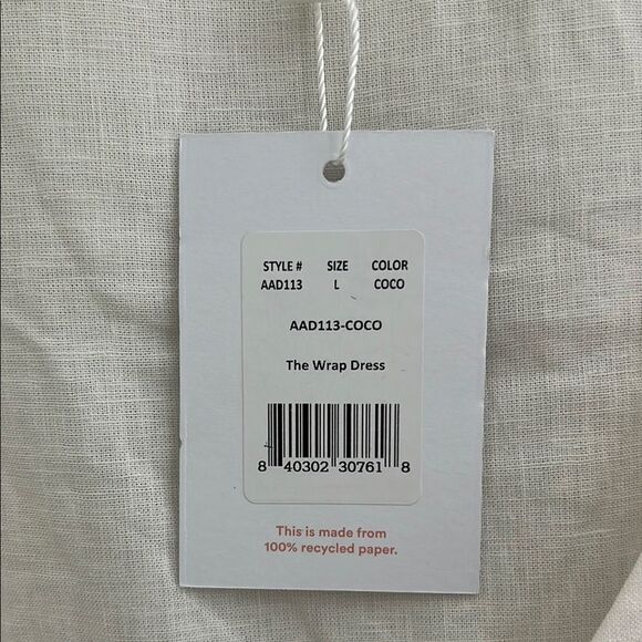 New Andie Swim The Cacela Wrap Dress Linen Blend in Coconut Size L - Picture 3 of 9